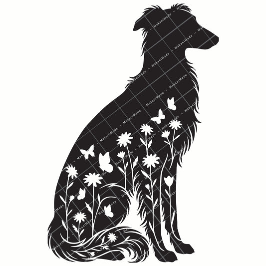Floral Sit Silken Windhound Decal