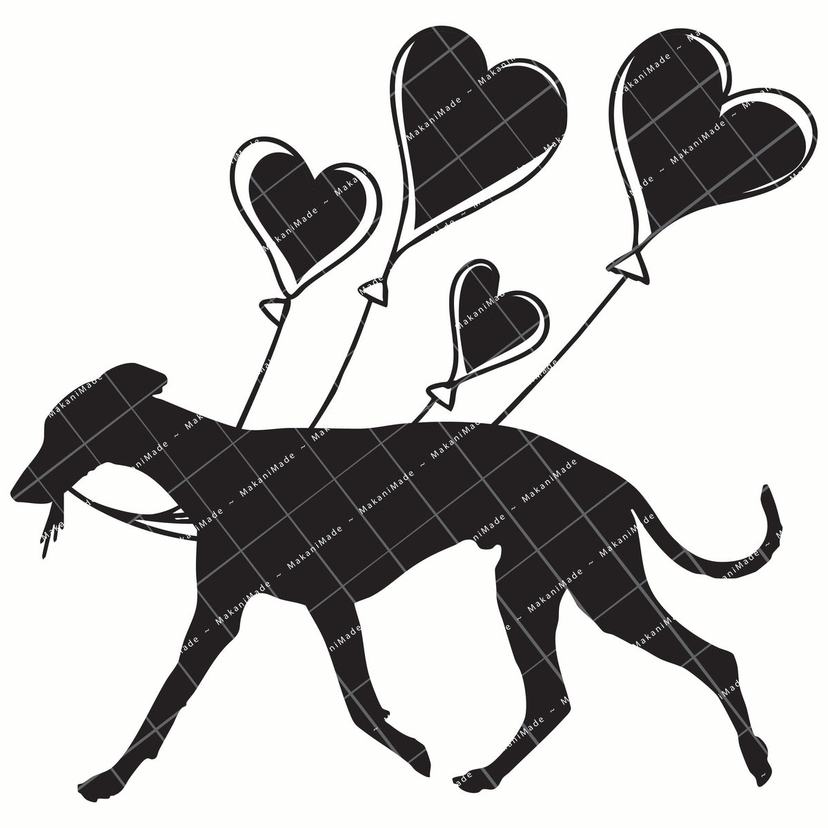 Heart Balloon Whippet Decal