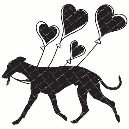 Heart Balloon Whippet Decal