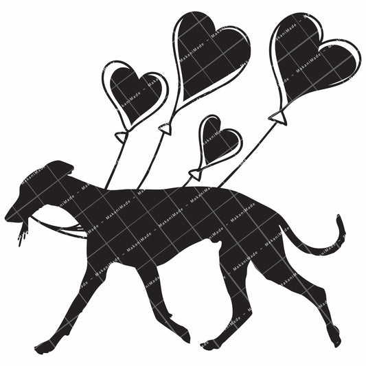 Heart Balloon Whippet Decal