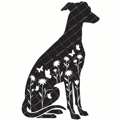 Floral Sit Whippet Decal