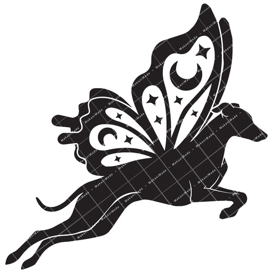 Leaping Butterfly Whippet Decal